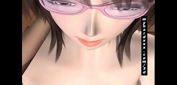  Geeky 3D Hentai Babe Slurps Hot Cum